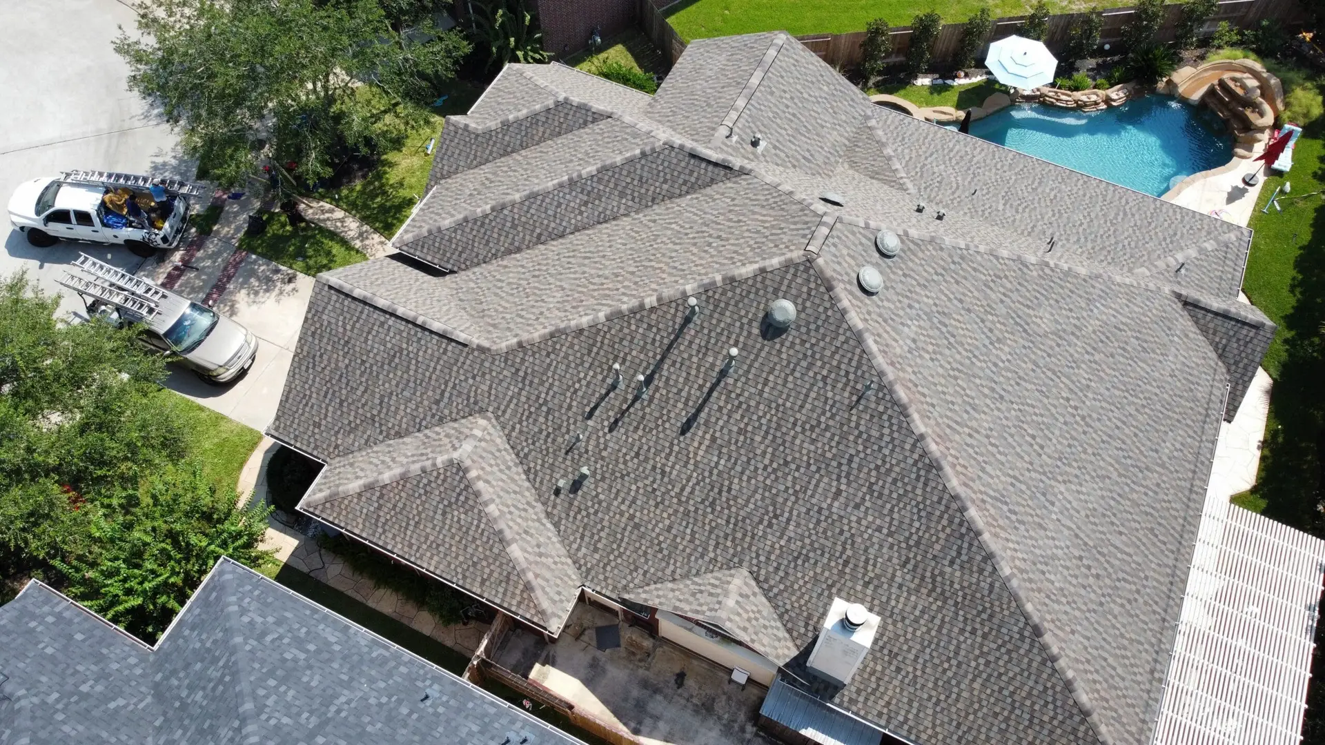 Completed roof, aerial