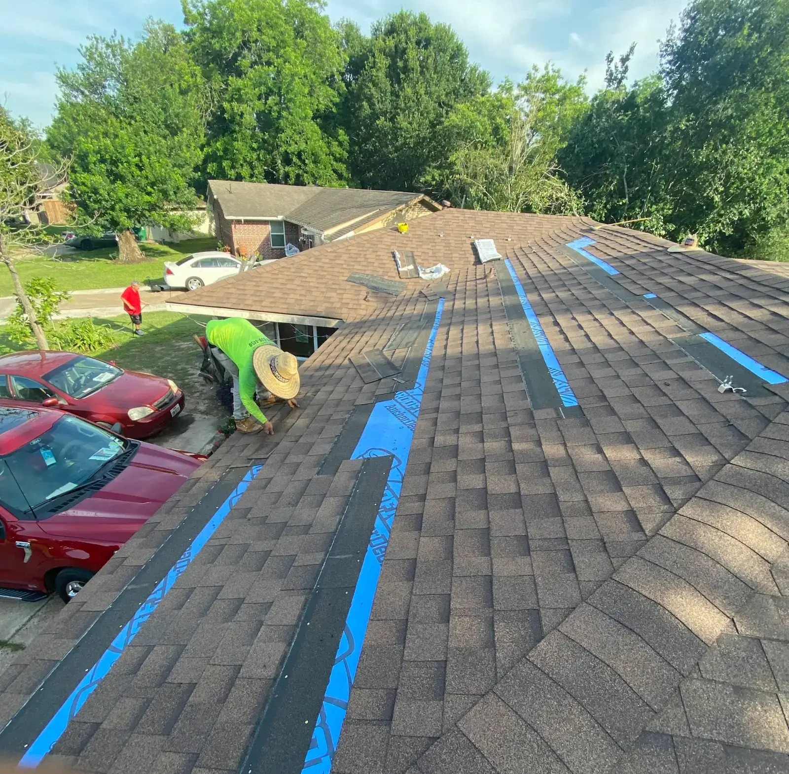 Roof repair with new shingles